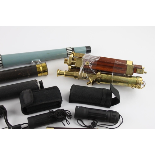 1283 - Fifteen assorted vintage telescopes to include Enbeeco Vixen 30X, brass reproduction Royal Navy with... 