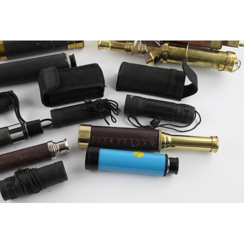 1283 - Fifteen assorted vintage telescopes to include Enbeeco Vixen 30X, brass reproduction Royal Navy with... 