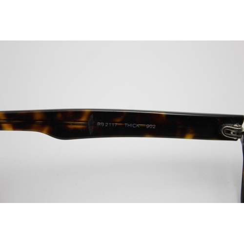 314 - A pair of Ray-Ban thick framed tortoiseshell effect sunglasses with case