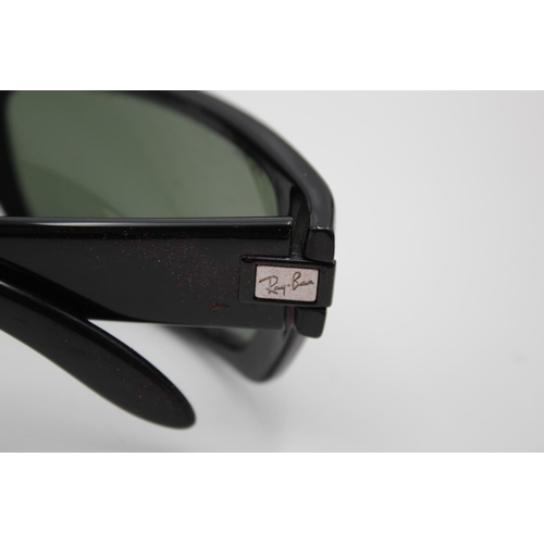 329 - A pair of Ray-Ban black framed sport's style visor sunglasses and case