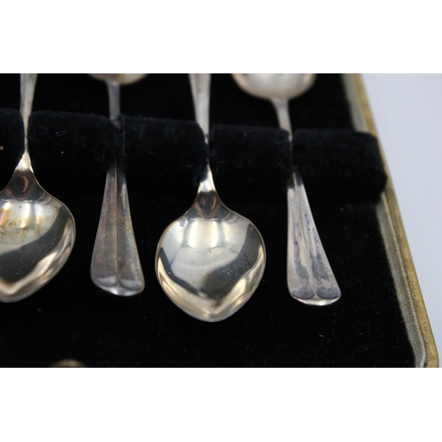 381 - Six cased Art Deco Viners Ltd. hallmarked Sheffield silver teaspoons, dated 1934 - approx. gross wei... 