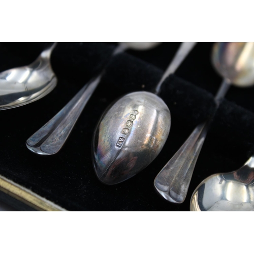 381 - Six cased Art Deco Viners Ltd. hallmarked Sheffield silver teaspoons, dated 1934 - approx. gross wei... 