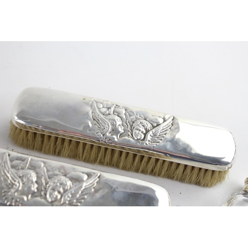 399 - Eight antique hallmarked .925 sterling silver ladies vanity items to include topped scent bottles, b... 