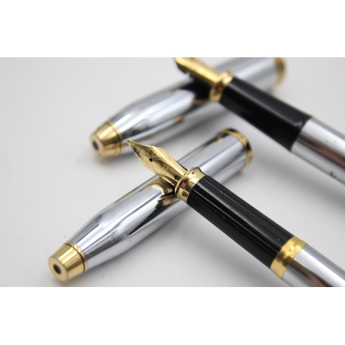 416 - Two Cross fountain pens with gold plated nibs