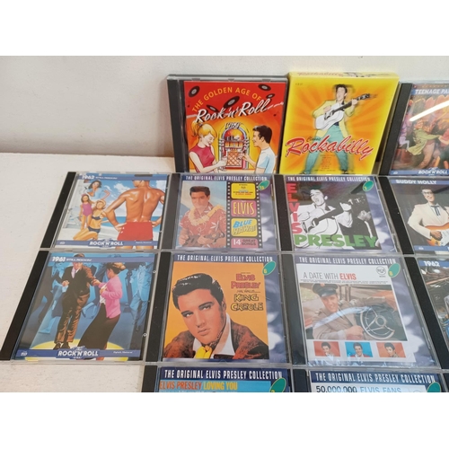 1355 - A box containing a collection of CDs to include Elvis Presley, 'Classic Rockabilly' box set, 'Golden... 