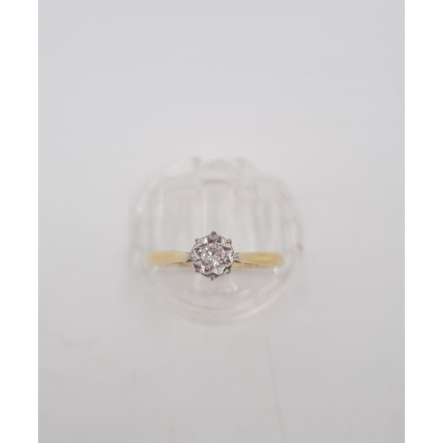 216 - An 18ct gold and platinum diamond solitaire ring, size L½ - approx. gross weight 2.58 grams