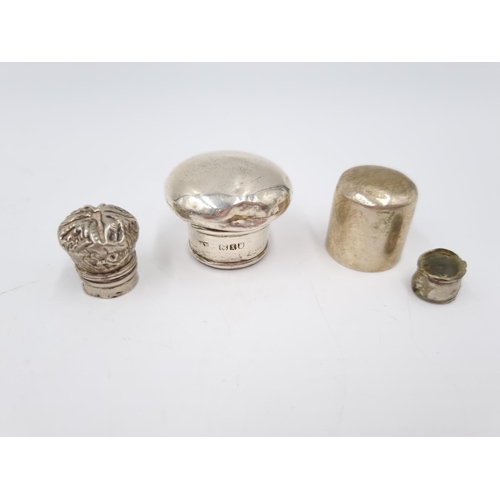 350 - Approx. 200 grams of hallmarked sterling silver lids and tops