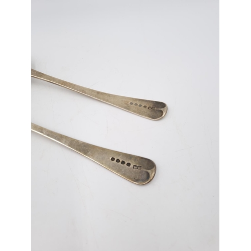 402 - A pair of George III hallmarked London silver table spoons by William Bateman, dated 1815 - approx. ... 