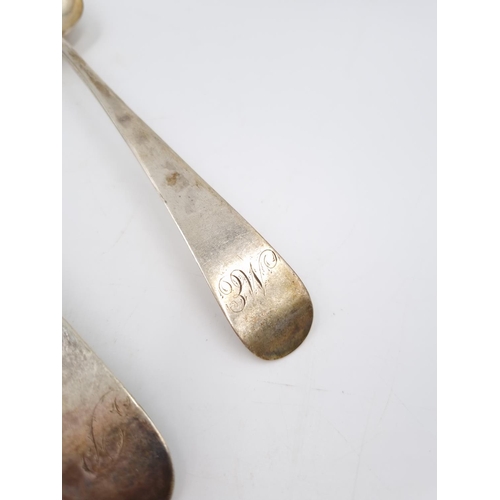 403 - Two George III hallmarked London silver table spoons, both dated 1788 - approx. gross weight 112 gra... 