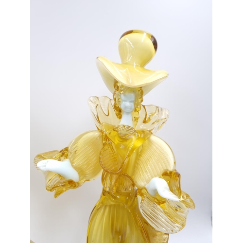 422 - Two mid 20th century Murano glass dancing figurines signed Cesare Toffolo - tallest approx. 38cm hig... 