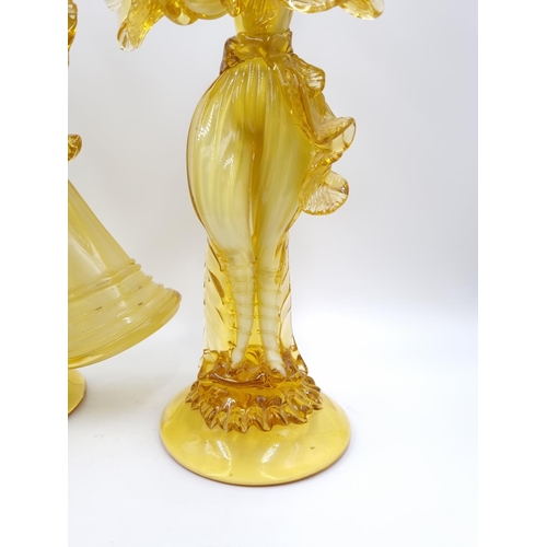 422 - Two mid 20th century Murano glass dancing figurines signed Cesare Toffolo - tallest approx. 38cm hig... 