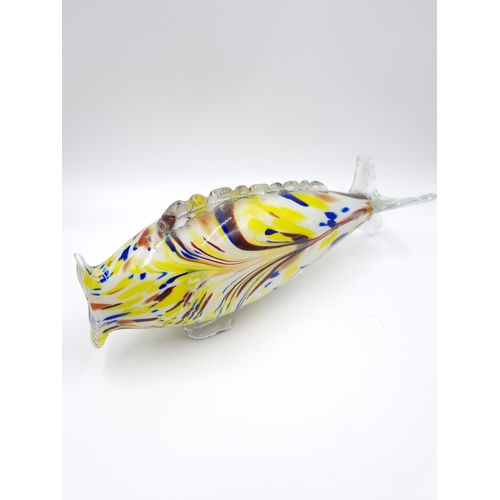 425 - A Murano style art glass fish ornament - approx. 11.5cm high x 34cm long