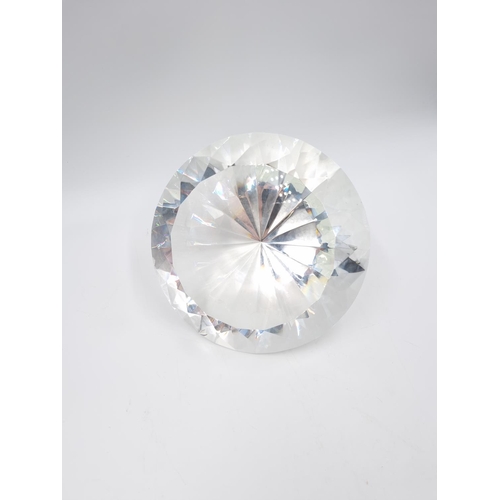 461 - A boxed Rosenthal crystal diamond oversized paperweight - approx. 18cm diameter