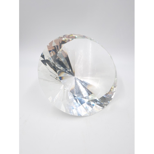 461 - A boxed Rosenthal crystal diamond oversized paperweight - approx. 18cm diameter