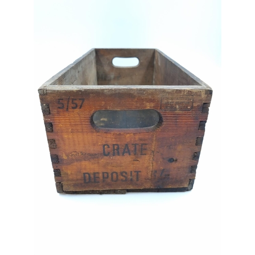 656 - A vintage Schweppes pine twin handled bottle crate - approx. 17cm high x 47cm long x 21.5cm wide