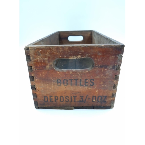 656 - A vintage Schweppes pine twin handled bottle crate - approx. 17cm high x 47cm long x 21.5cm wide