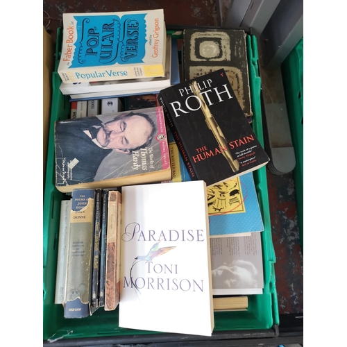 1712 - Ten boxes containing a large collection of assorted books to include Andy Murray autobiography, Phil... 