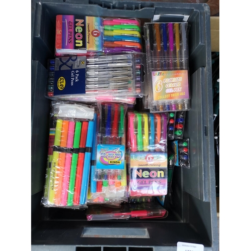 1721 - Four boxes containing assorted stationary to include approx. 125 propelling pencils with rubbers, ap... 