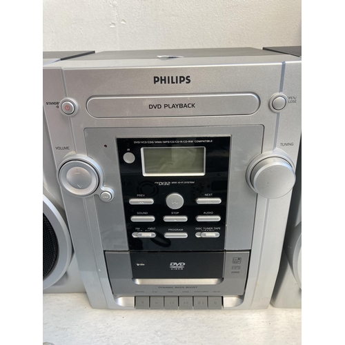 1327 - Five items, one Philips FWD132 mini hi-fi system with speakers, one Liteon LVW-5006 DVD recorder, on... 