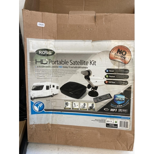 1333 - A boxed and cased Ross HD portable satellite kit