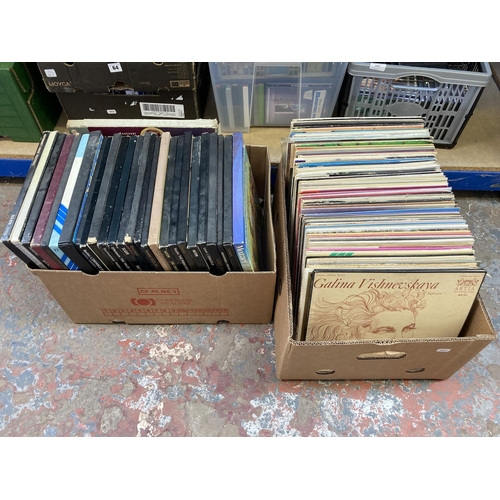 1359 - Two boxes containing classical box sets and classical LP vinyl records