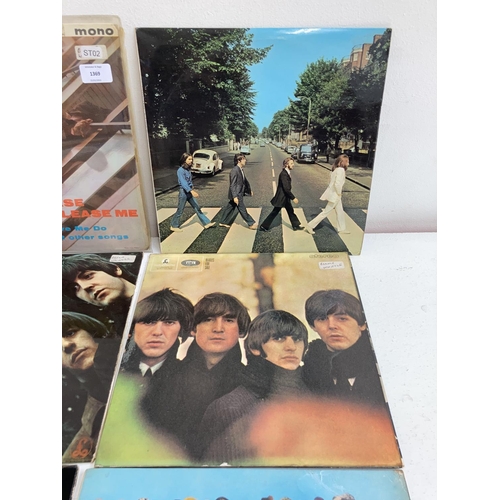 1369 - Nine LP vinyl records by The Beatles to include 'White Album' second pressing (No. 0109980), 'Please... 