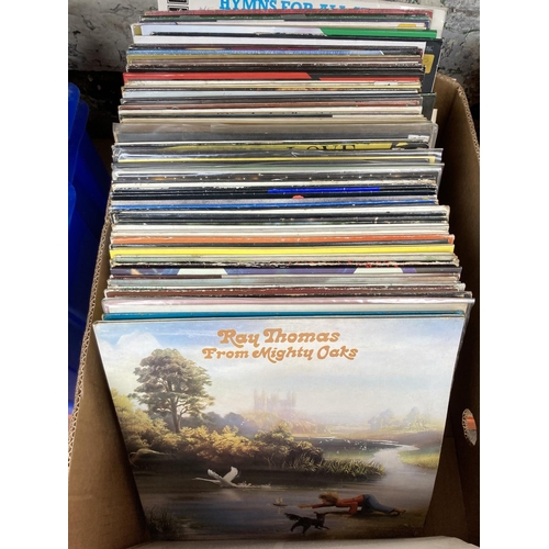 1371 - A box containing a collection of LP vinyl records to include Van Morrison, Journey (picture disc), A... 