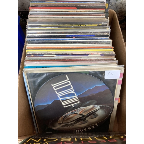 1371 - A box containing a collection of LP vinyl records to include Van Morrison, Journey (picture disc), A... 