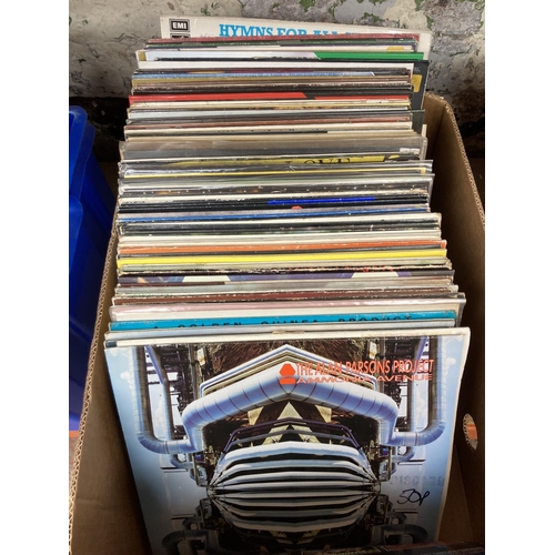 1371 - A box containing a collection of LP vinyl records to include Van Morrison, Journey (picture disc), A... 