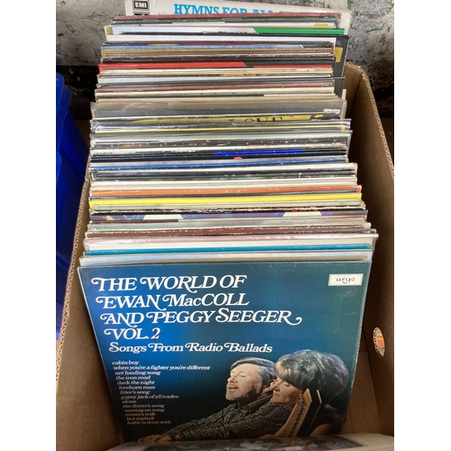 1371 - A box containing a collection of LP vinyl records to include Van Morrison, Journey (picture disc), A... 