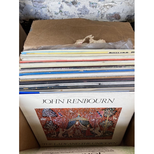 1372 - A box containing a collection of LP vinyl records to include John Fahey, John Renbourn, Bert Jansch,... 