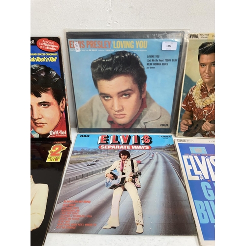 1374 - A collection of Elvis Presley LP vinyl records and assorted 7