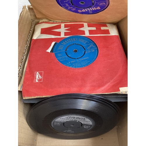 1375 - Two boxes of vinyl records, one containing 7