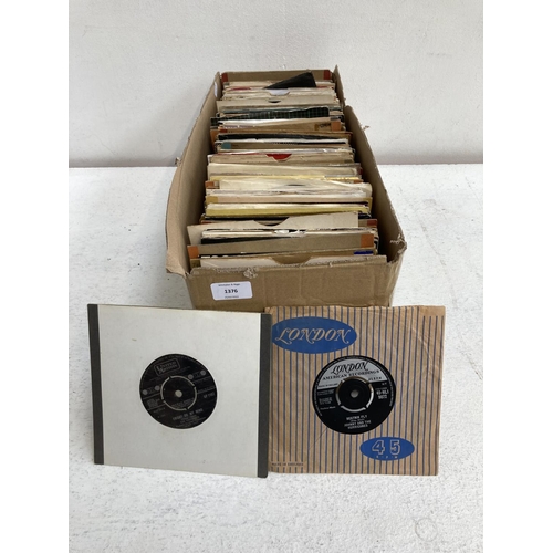 1376 - A box containing a large collection of vinyl records to include Bobby Darin, Sugarhill Gang, Elvis P... 