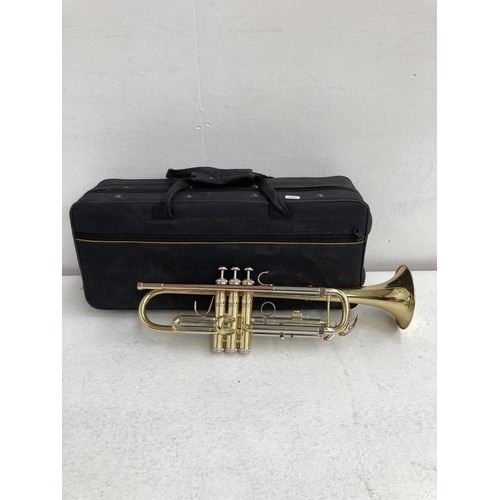 1389 - A cased Vincent Bach International Elkhart 100TR student trumpet