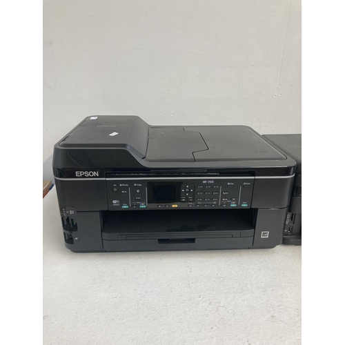 1393 - Three Epson printers, one WF-3520 all in one, boxed Stylus Office BX300F and one WF-7515