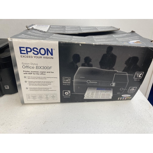 1393 - Three Epson printers, one WF-3520 all in one, boxed Stylus Office BX300F and one WF-7515