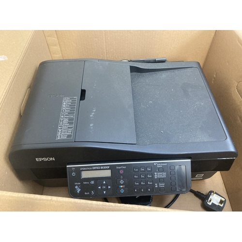 1393 - Three Epson printers, one WF-3520 all in one, boxed Stylus Office BX300F and one WF-7515