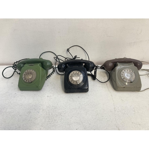 1396 - Three vintage rotary dial telephones