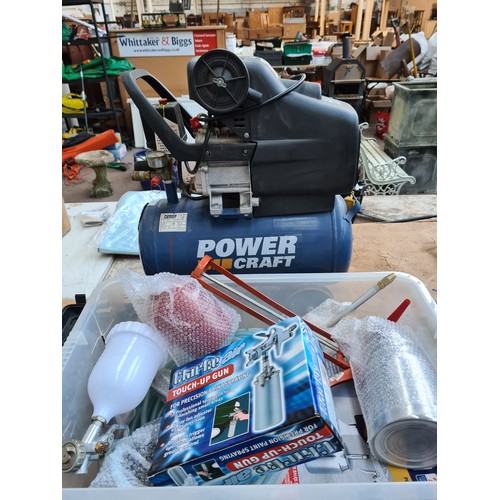 1554 - A Powercraft PC270/08 2.5hp air compressor with various accessories