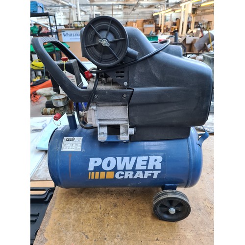 1554 - A Powercraft PC270/08 2.5hp air compressor with various accessories