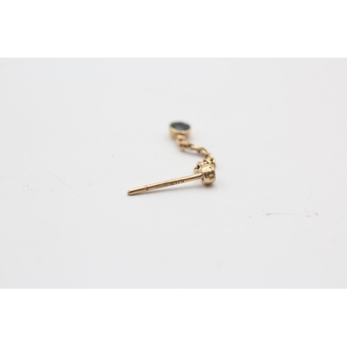 104 - A pair of 9ct gold sapphire drop stud earrings - approx. gross weight 0.8 grams