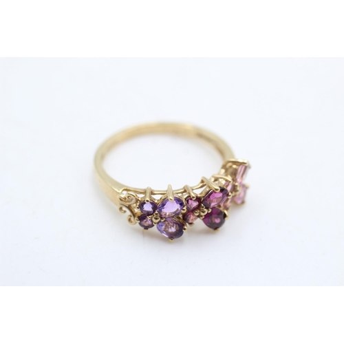 108 - A 9ct gold amethyst and topaz butterfly design ring, size Q½ - approx. gross weight 2.6 grams