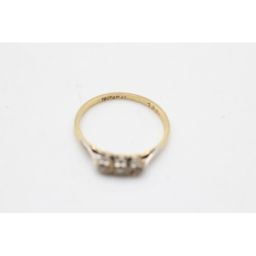 109 - An 18ct gold and platinum antique diamond cathedral set trilogy ring, size N½ - approx. gross weight... 