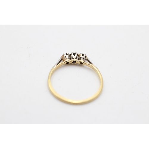 109 - An 18ct gold and platinum antique diamond cathedral set trilogy ring, size N½ - approx. gross weight... 