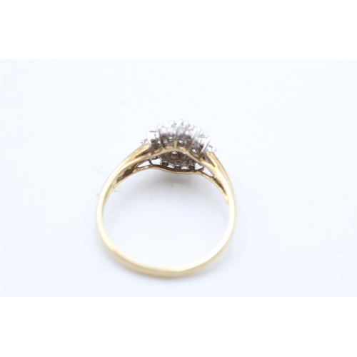 111 - A 9ct gold diamond cluster dress ring, size T - approx. gross weight 2.6 grams