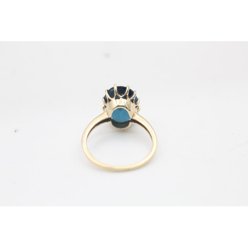 114 - A 9ct gold topaz solitaire cocktail ring, size P½ - approx. gross weight 3.7 grams