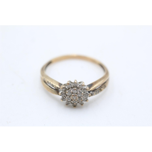 37 - Two 9ct gold diamond rings, one cluster size S and one seven stone size N½ - approx. gross weight 4 ... 