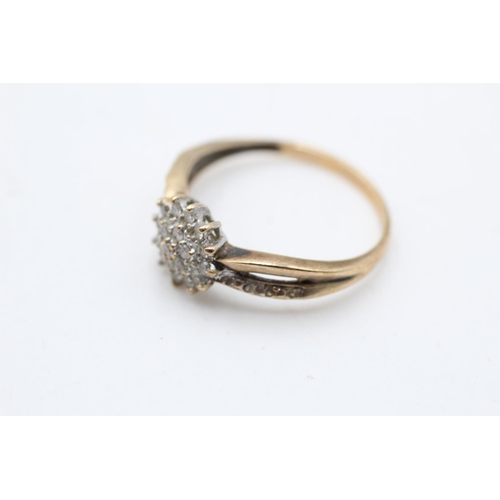 37 - Two 9ct gold diamond rings, one cluster size S and one seven stone size N½ - approx. gross weight 4 ... 