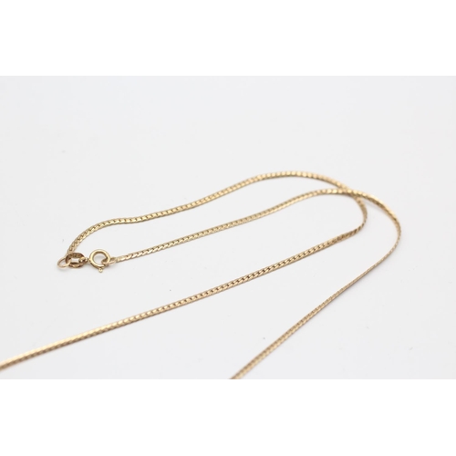 52 - A 9ct gold diamond and sapphire drop static pendant necklace - approx. gross weight 3.4 grams